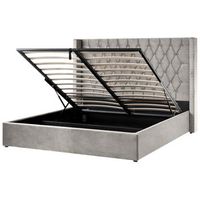 cama con almacenaje de terciopelo gris claro plateado 180 x 200 cm cabecero lubbon