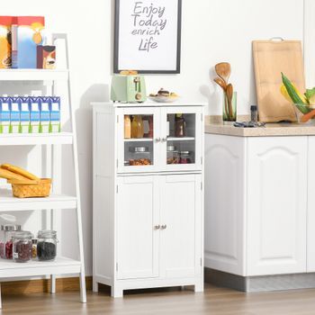 Columna De Baño De Mdf Vidrio Templado Kleankin 60x30x108,5 Cm-blanco