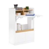 sobuy fwt109-wn mesa escritorio plegable con 2 cajones y 1 estante 63x67x93 cm