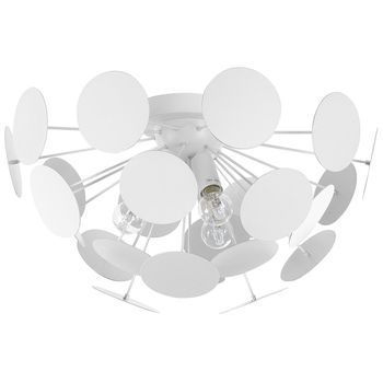 Lámpara De Techo Hemisferio De Metal Blanco Pantalla De Círculos 2 Bombillas Art Deco Estilo Industrial Maritsa