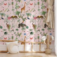 papel pintado panoramico bestiaire botanico motivo