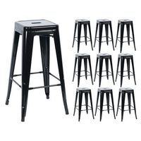 pack 10 taburetes medios industriales apilables de acero 43x43x76cm thinia home