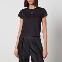 alexander wang womens essential jersey shrunk tee with puff logo and bound neck - black - xxs