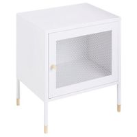 mesa de noche de metal blanco 45 x 35 cm puerta de malla dormitorio ossett