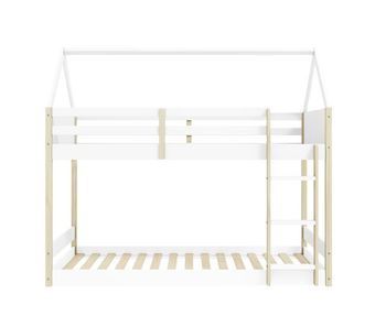 Litera montessori axel casita blanca y madera natural - conforama