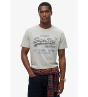 superdry para hombre m1012216a camiseta de corte relajado heritage gris m casual algodon manga corta