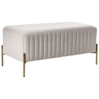 banco de terciopelo patas de metal doradas estilo glamuroso rectangular blanco crema utah