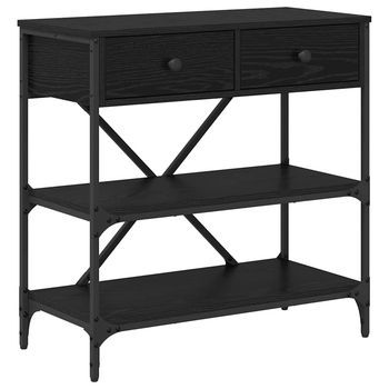 Mesa Consola Con Cajón Roble Negro 75 X 34,5 X 75 Cm Madera Vidaxl