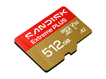 Tarjeta Micro SD - SANDISK Extreme PLUS, 512 GB, Hasta 250 MB/s de lectura, 5K y 4K UHD, V30, A2, U3, UHD-I, Adaptador SD, Oro