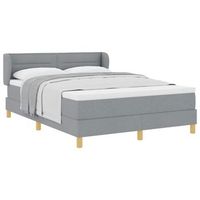 cama tipo box spring con colchon gris claro 160 x 200 cm tela vidaxl