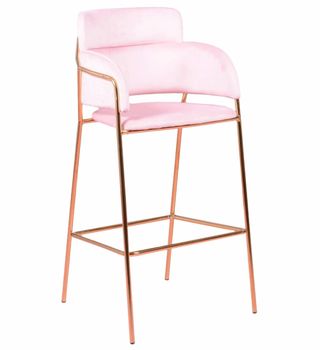 Taburete de diseño tapizado en terciopelo, rosa