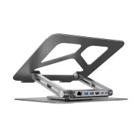 soporte para portatil unitek d1109a aluminio gris ajustable con concentrador usb y hdmi