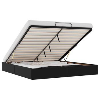 Estructura De Cama Otomana Sin Colchón Cuero Sintético Negro Vidaxl