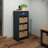 cole oak and blue 4 drawer storage unit