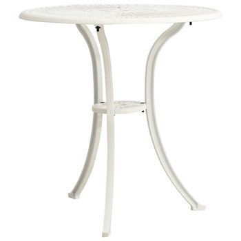 Mesa De Jardín | Mesa De Exterior Aluminio Fundido Blanco 62x62x65 Cm