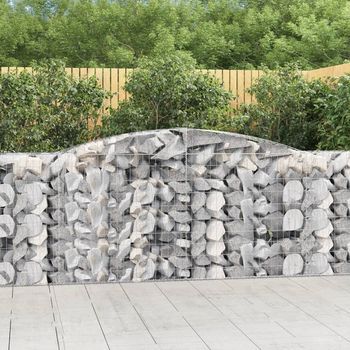 Cestas De Gaviones 2 Piezas | Gavión Para Piedras | Gavión Decorativo Forma De Arco Hierro 400x50x100/120 Cm Cfw370100