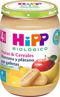 hipp tarrito de manzana y platano con galletas 4m bio 190 gr