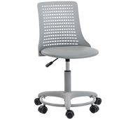 homcom silla de escritorio sin brazos silla de oficina giratoria con respaldo hueco asiento acolchado de espuma de alta resiliencia altura ajustable gris