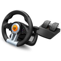 krom k-wheel -juego de volante y pedales multiplataforma palanca de cambios y levas en el volante efecto vibracion pc ps3 ps4 y xbox