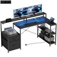 escritorio gaming con soporte para dos monitores madera y acero 165 x 80 x 915 cm r negro
