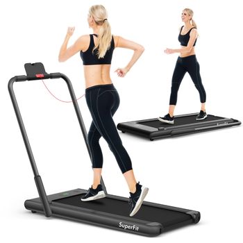 Costway Cinta de Correr Plegable 2 en 1 de Sobremesa con App y Mando a Distancia Compacta para Hogar Oficina Gimnasio Negro