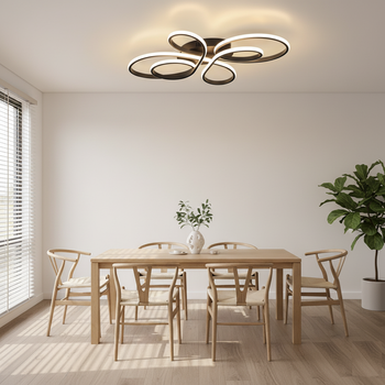Nettlife Lámpara De Techo Led Regulable Grande 100cm Salón 90w Negro Moderno Con Mando A Distancia