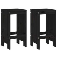 pack 2 uds taburetes de bar  taburete de cocina  taburete alto madera maciza pino negro 40x36x75 cm