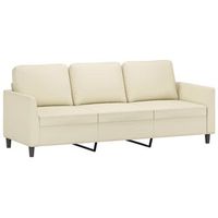 sofa de 3 plazas  sofa de salon  sofa de descanso de cuero sintetico color crema 180 cm