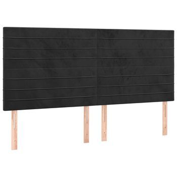 Juego De 4 Cabeceros Cama | Panel De Cabecera De Terciopelo Negro 90x5x78/88 Cm