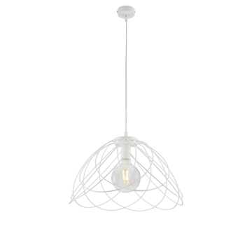 Lámpara De Araña Pagoda En Hierro Lacado En Blanco Con Dec. Lámpara Efecto Shabby Chic Con Cable Eléctrico Regulable 1 Luz 132 Ø45 Bl298-s1-bco