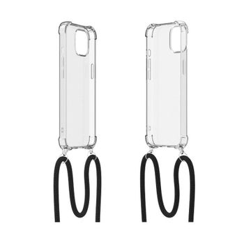 Funda para móvil INNOVA silicona transparente y negra con cordón para iPhone 13