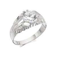 silver cubic zirconia signet ring - f5126-w