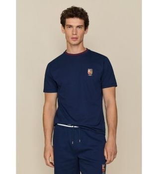 Hackett London para hombre. HM5000143 Camiseta Lrc Crest marino (M), Casual, Algodón, Manga corta