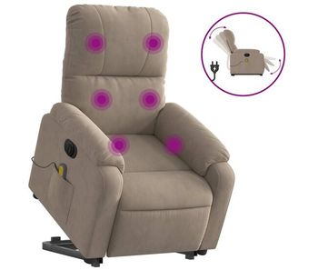 Vidaxl sillón masaje eléctrico reclinable elevable tela gris taupe