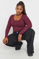 yours body burdeos canale de manga larga con puntilla mujer curvy y tallas grandes yours