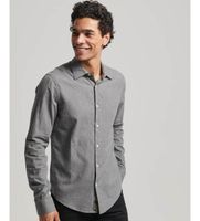 superdry para hombre m4010710a camisa de vestir de algodon y manga larga gris m casual