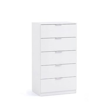 Cómoda alta de 5 cajones 60x110 cm melamina blanco artik