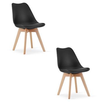 Set De 2 Silla De Comedor Polipropileno Valora Rikx Asiento Ergonómico Negro