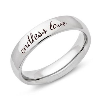 Anillo de acero inoxidable pulido con grabado láser incluido