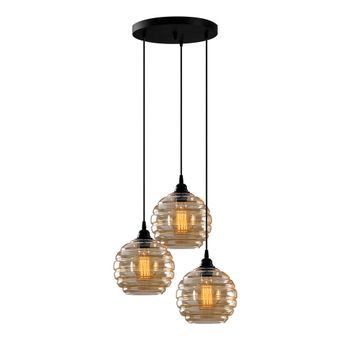 Lámpara De Techo Gold-011 Negro Oro Metal Vidrio 44x44x116 Cm