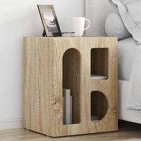 set de 2 mesitas de noche - dormitorio - madera de ingenieria - roble sonoma 40x35x50cm