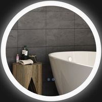 espejo de bano redondo led 3 colores de luz tactil antivaho ip44 o70 cm