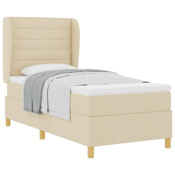 Cama Tipo Box Spring Con Colchón Crema 200 X 90 Cm Tela Vidaxl