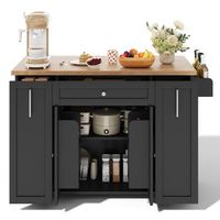 carrito de cocina con cajones y encimera plegable mueble de cocina 120 cm mdf blanco