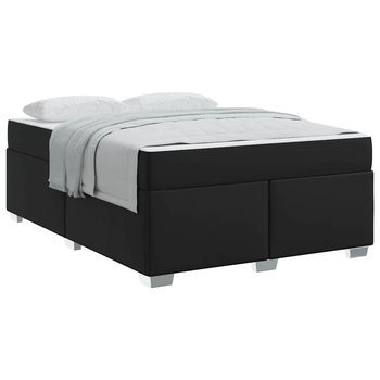 Estructura De Cama Negro 140 X 200 Cm Cuero Sintético