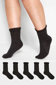 Juego De 5 Pares De Calcetines Negros Anchos