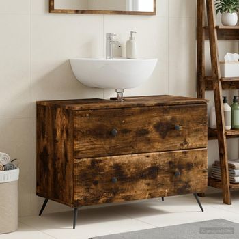 Vidaxl Mueble De Lavabo Para Baño Breda Roble Ahumado 82 X 41 X 59 Cm