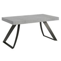 mesa extensible con patas curvadas de acero antracita volta-color gris cemento-alargaderas -ancho extensible
