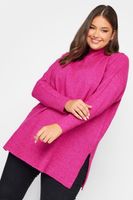 yours jersey de punto amplio fucsia con cuello alto mujer curvy y tallas grandes yours