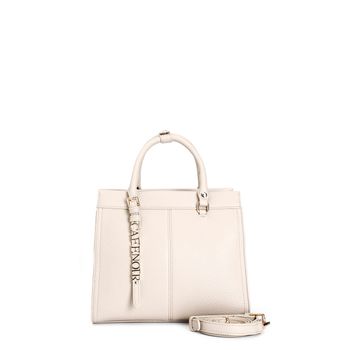 bolso boston de material granulado, asas tubulares y bandolera extraíble beige